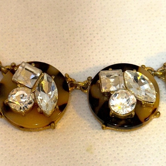 J. Crew Tortoise and Crystal Pendant Necklace with Matching Bracelet - EUC - Picture 8 of 11